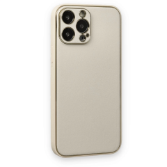 İphone 13 Pro Kılıf Coco Deri Silikon Kapak - Beyaz