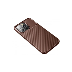 İphone 13 Pro Max Kılıf Auto Focus Karbon Kapak - Kahverengi