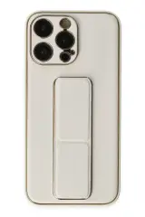 Newface İphone 13 Pro Kılıf Coco Deri Standlı Kapak - Beyaz