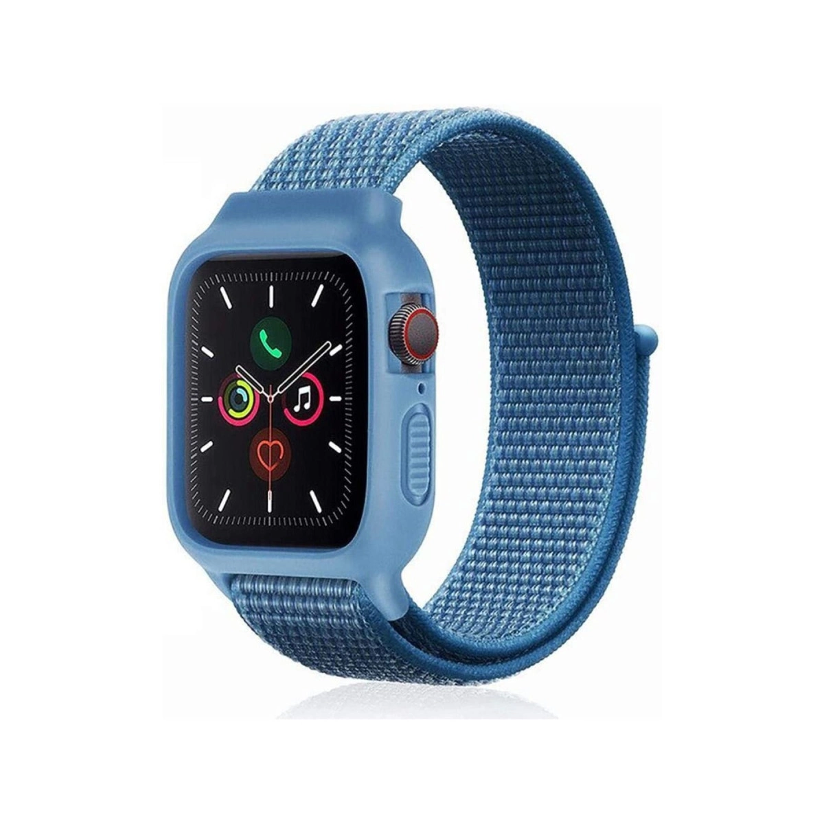 Watch 38mm Hasırlı Cırtcırtlı Kasalı Kordon - Mavi