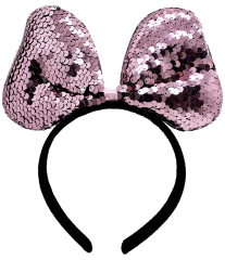 Renk Değiştiren Pullu Payetli Fiyonk Parti Tacı Pembe Gümüş Renk 20x16 Cm