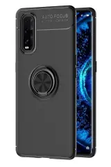 Newface Oppo Find X2 Kılıf Range Yüzüklü Silikon - Siyah