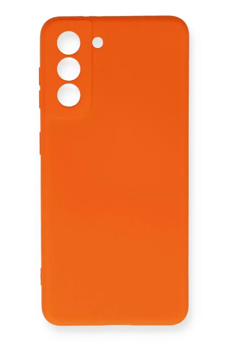 Newface Samsung Galaxy S21 Fe Kılıf Nano İçi Kadife Silikon - Turuncu