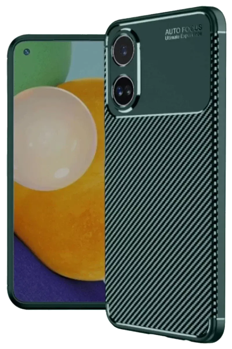 Newface Oppo A60 Kılıf Auto Focus Karbon Kapak - Koyu Yeşil