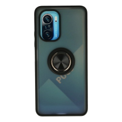 Xiaomi Redmi K40 Kılıf Montreal Yüzüklü Silikon Kapak - Siyah