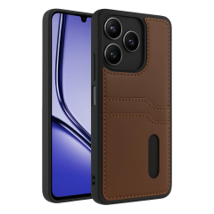 Realme Note 50 4g Kılıf Sara Kartvizitli Deri Kılıf - Taba