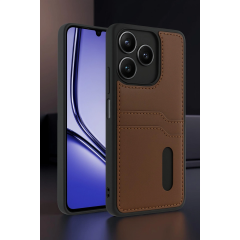 Realme Note 50 4g Kılıf Sara Kartvizitli Deri Kılıf - Taba