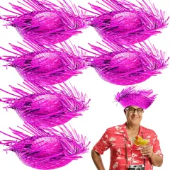 Tropikal Parti Fuşya Hasır Hawaii Şapkası