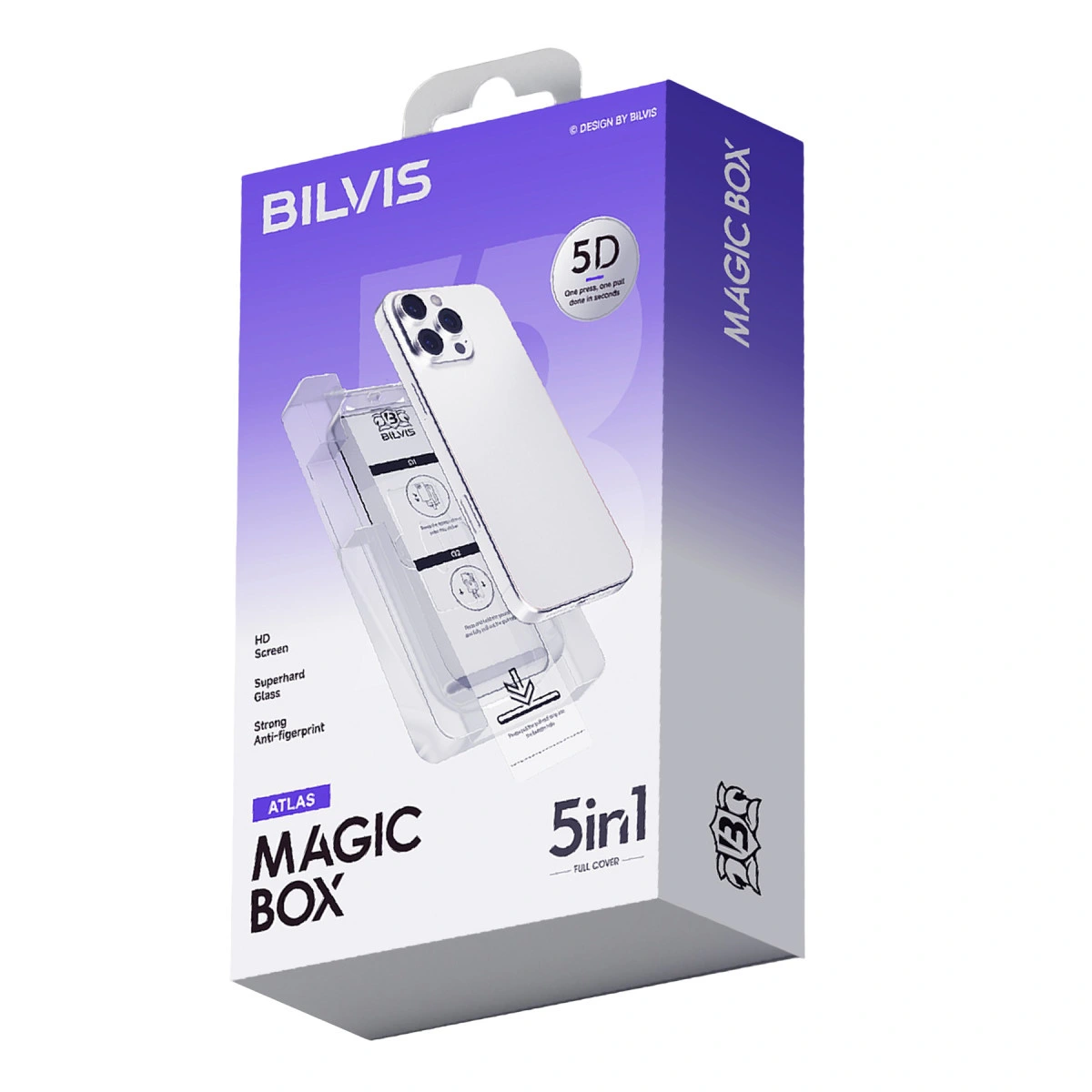 İphone 12 Bilvis 5in1 3d Magic Cam Ekran Koruyucu - Siyah