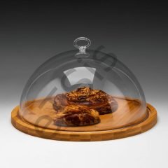 Kapaklı Fanus, Polikarbonat, Bambu Altlı, 36x19 cm