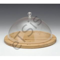 Yuvarlak Fanus, Akrilik Kapaklı, Ahşap Altlı, 30 cm