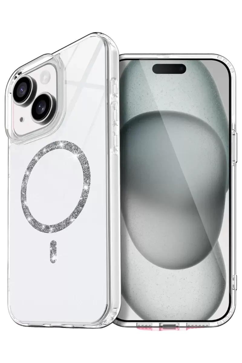 Newface Apple İphone 15 Plus Live Diamond Magsafe Kapak - Şeffaf