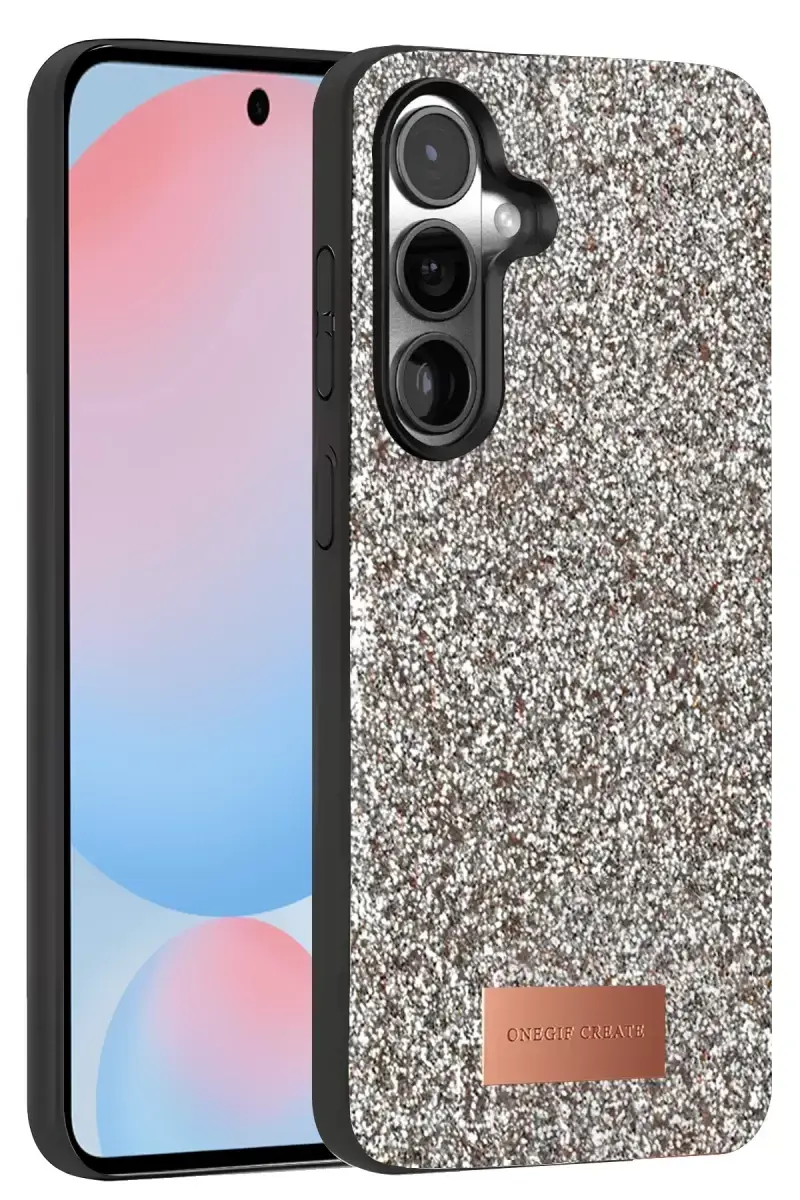 Onegif Samsung Galaxy S24 Bright Simli Kapak - Gümüş
