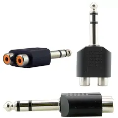 6.3 Mm Stereo Erkek - 2 Rca Dişi Çevirici Jack