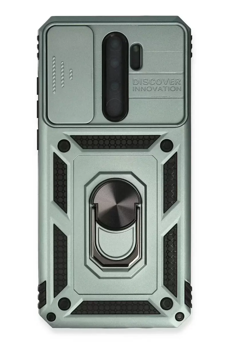 Newface Xiaomi Redmi Note 8 Pro Kılıf Pars Lens Yüzüklü Silikon - Yeşil