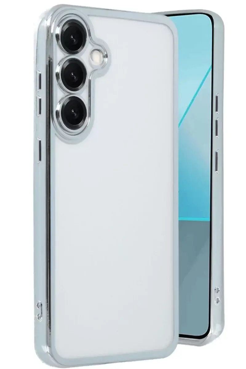 Newface Samsung Galaxy S25 Kılıf Razer Lensli Silikon - Gümüş