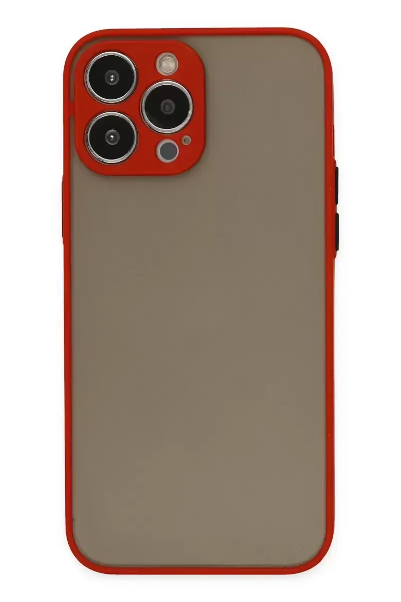 Newface İphone 13 Pro Max Kılıf Montreal Silikon Kapak - Kırmızı