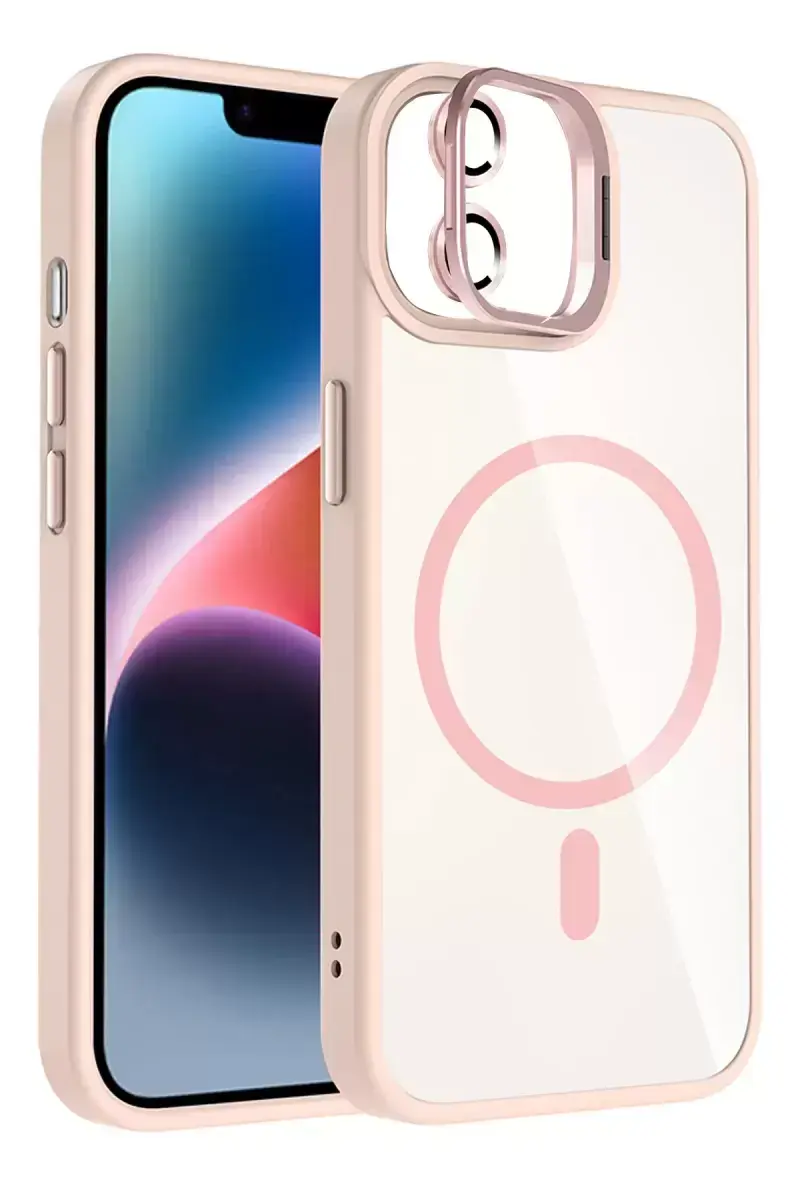Joko Apple İphone 11 Remim Lensli Magsafe Standlı Kapak - Pembe