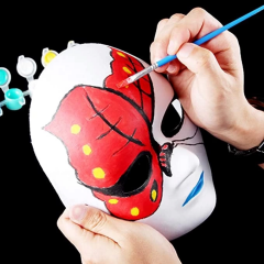 Beyaz Renk Boyanabilir Anonim Tam Yüz Cosplay Maske 24x18 Cm