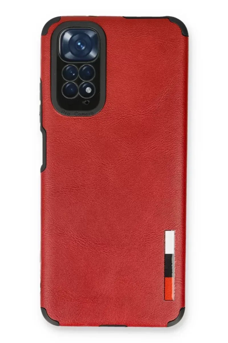 Newface Xiaomi Redmi Note 11 Kılıf Loop Deri Silikon - Kırmızı